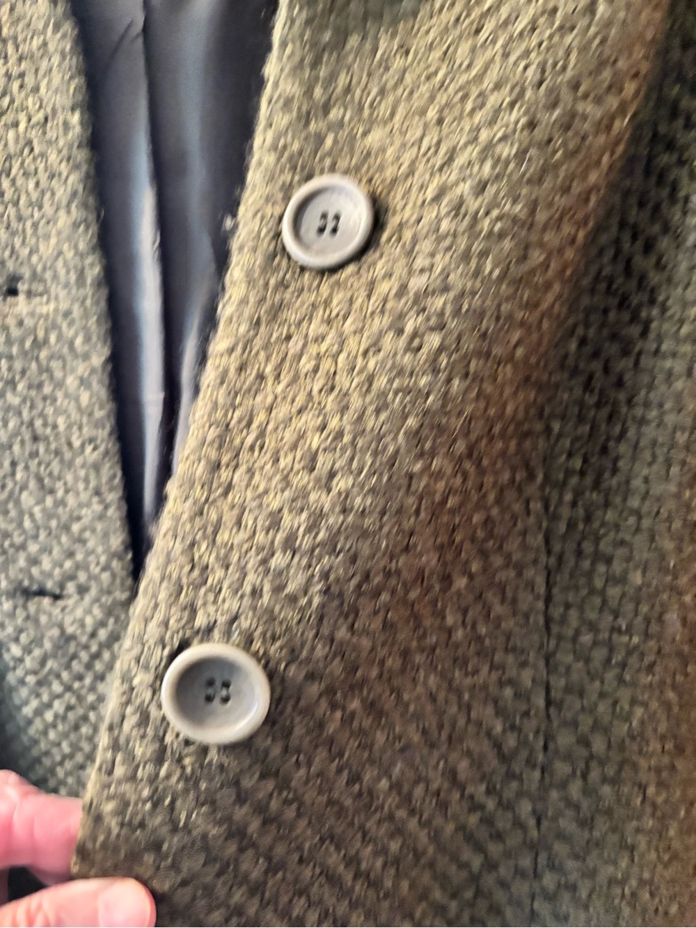 Eileen Fisher Olive Textured Wool Collarless Jacket - Picture 3 of 6